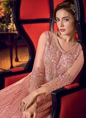 Baby Pink Net Anarkali Salwar Kameez 3