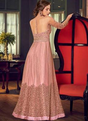 Baby Pink Net Anarkali Salwar Kameez 4