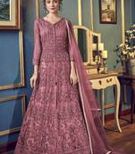 Light Purple Net Anarkali Salwar Kameez