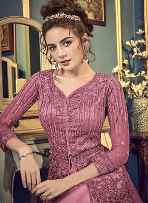 Light Purple Net Anarkali Salwar Kameez 2