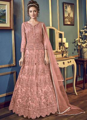 Dark Pink Net Anarkali Salwar Kameez 1