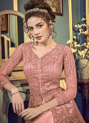 Dark Pink Net Anarkali Salwar Kameez 2