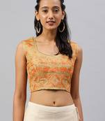 Gold embroidered Art Silk padded readymade blouse