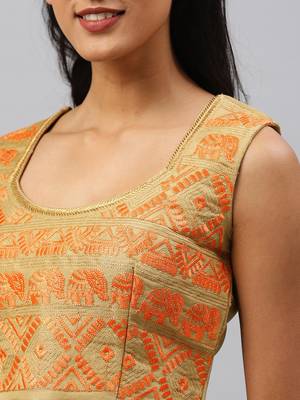 Gold embroidered Art Silk padded readymade blouse 2