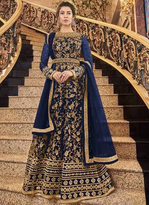 Blue Net Anarkali Salwar Kameez 1