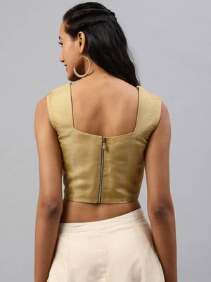 Gold embroidered Art Silk padded readymade blouse 3