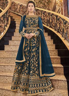 Dark Green Net Anarkali Salwar Kameez 1