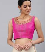 Pink embroidered Art Silk padded readymade blouse
