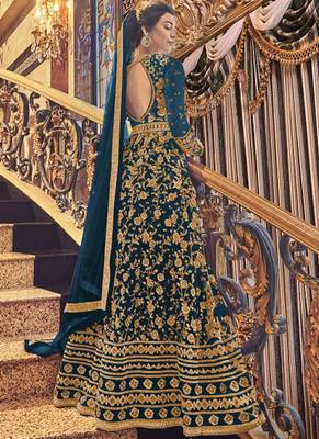 Dark Green Net Anarkali Salwar Kameez 2