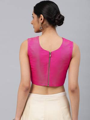 Pink embroidered Art Silk padded readymade blouse 3