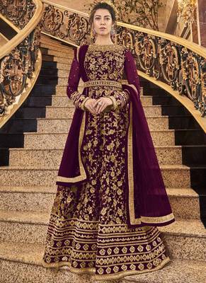 Purple Net Anarkali Salwar Kameez 1