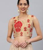 Gold embroidered Art Silk padded readymade blouse