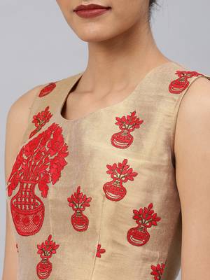 Gold embroidered Art Silk padded readymade blouse 2