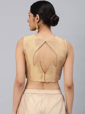 Gold embroidered Art Silk padded readymade blouse 3