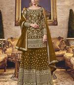 Mustard Net Pakistani Salwar Kameez