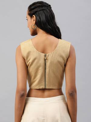 Beige embroidered Art Silk padded readymade blouse 3