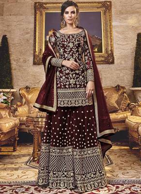 Brown Net Pakistani Salwar Kameez 1