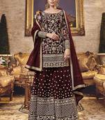 Brown Net Pakistani Salwar Kameez