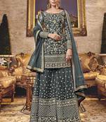 Grey Net Pakistani Salwar Kameez