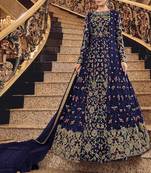 Blue Net Pakistani Salwar Kameez