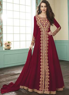 Blood Red Georgette Pakistani Salwar Kameez 1