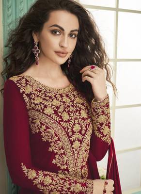 Blood Red Georgette Pakistani Salwar Kameez 2