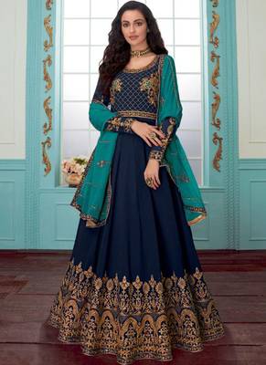 Blue Georgette Anarkali Salwar Kameez 1