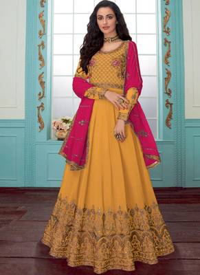 Yellow Georgette Anarkali Salwar Kameez 1