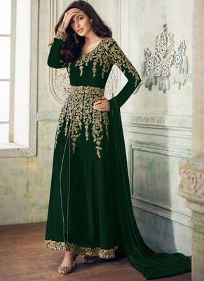 Dark Green Georgette Anarkali Salwar Kameez 1