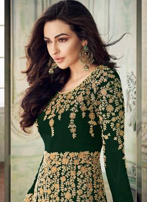 Dark Green Georgette Anarkali Salwar Kameez 2