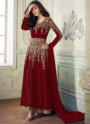 Maroon Georgette Anarkali Salwar Kameez 1