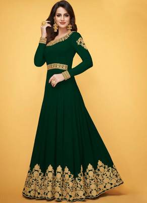 Dark Green Georgette Anarkali Salwar Kameez 1