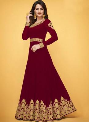 Maroon Georgette Anarkali Salwar Kameez 1