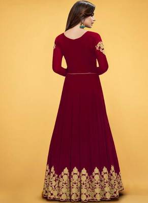 Maroon Georgette Anarkali Salwar Kameez 2