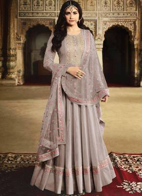 Light Purple Silk Blend Anarkali Salwar Kameez 1