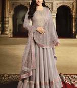Light Purple Silk Blend Anarkali Salwar Kameez
