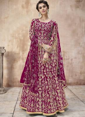 Rani Pink Net Anarkali Salwar Kameez 1