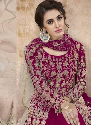 Rani Pink Net Anarkali Salwar Kameez 2