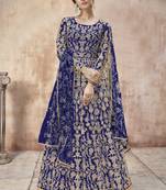 Blue Net Anarkali Salwar Kameez