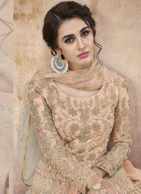 Peach Net Anarkali Salwar Kameez 2