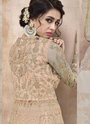 Peach Net Anarkali Salwar Kameez 3