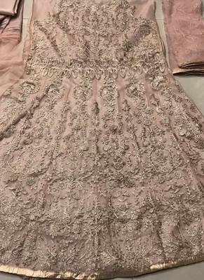 Peach Net Anarkali Salwar Kameez 4
