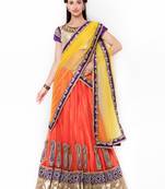 Yellow Embroidered Net Saree With Blouse