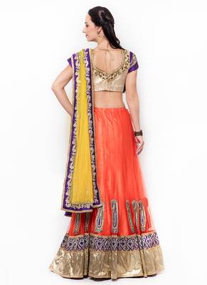 Yellow Embroidered Net Saree With Blouse 3