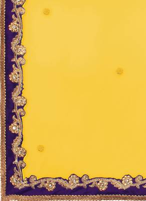 Yellow Embroidered Net Saree With Blouse 4