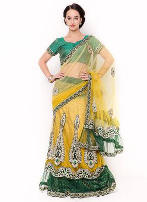 Yellow Embroidered Net Saree With Blouse 1