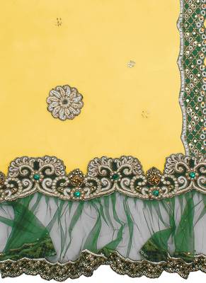 Yellow Embroidered Net Saree With Blouse 4