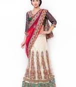 Multicolor Embroidered Net Saree With Blouse