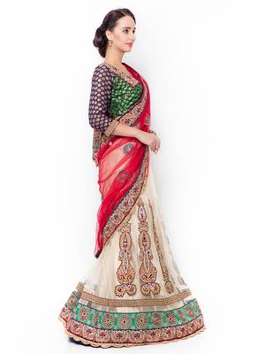 Multicolor Embroidered Net Saree With Blouse 2