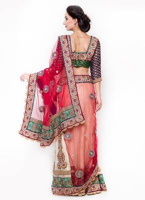 Multicolor Embroidered Net Saree With Blouse 3